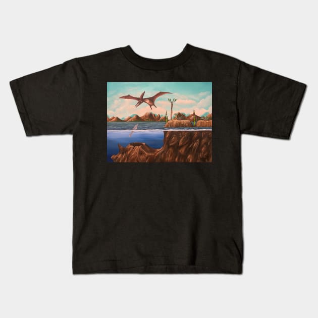 Pteranodon Pond Kids T-Shirt by J&S mason